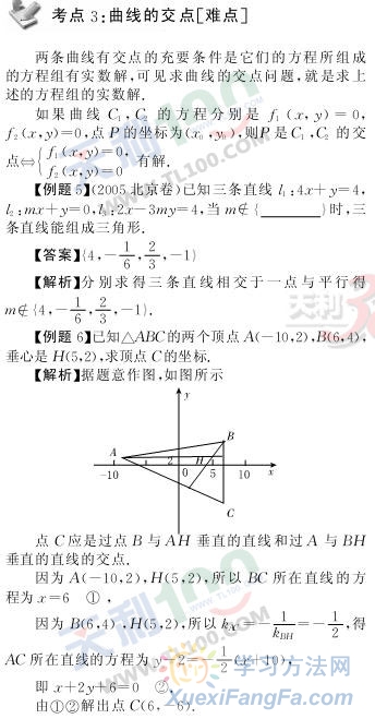 高考数学考点精析—曲线的交点第1页