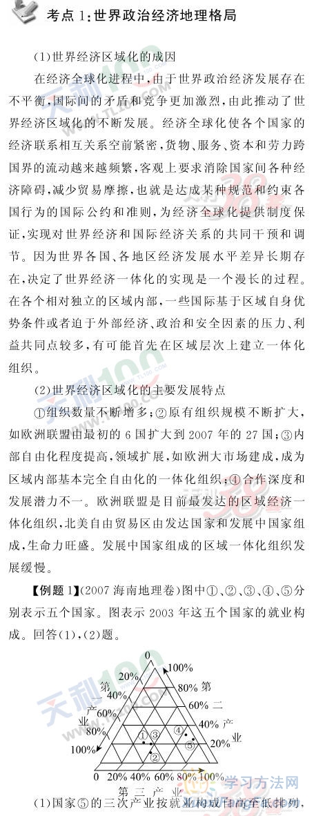 高考地理考点精析—世界经济区域化第1页