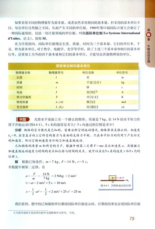 人教版新课标物理必修1 4.4 力学单位制