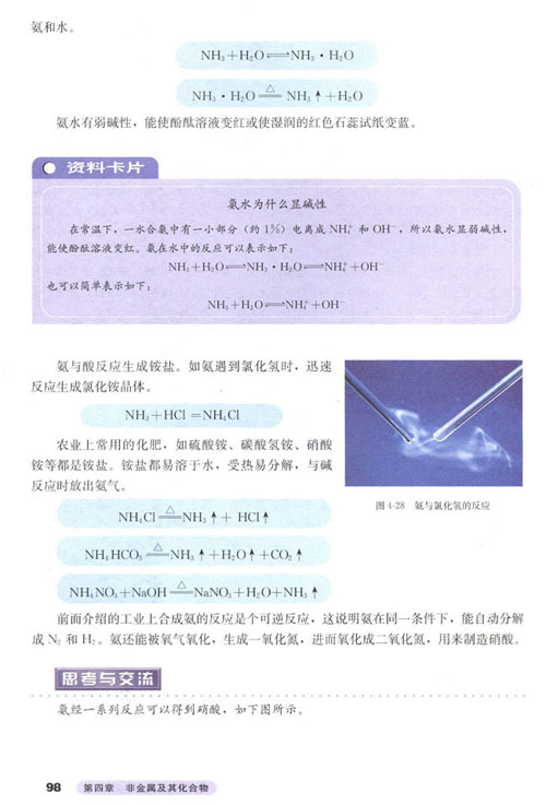 人教版新课标化学必修1 第四章 第四节 氨 硝酸 硫酸