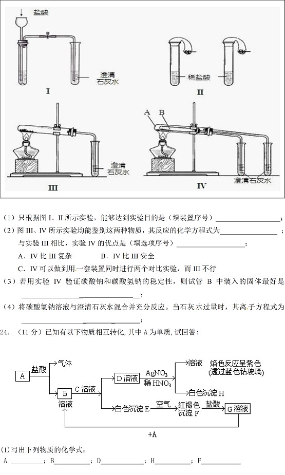 广州第六中学2010-2011上学期期末考试高一化学试卷