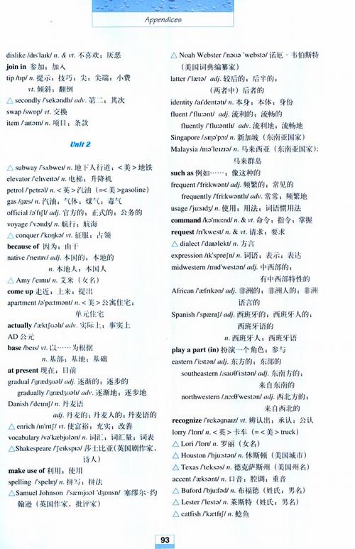 高一英语新课标必修电子书:各单元生词和习惯用语(2)