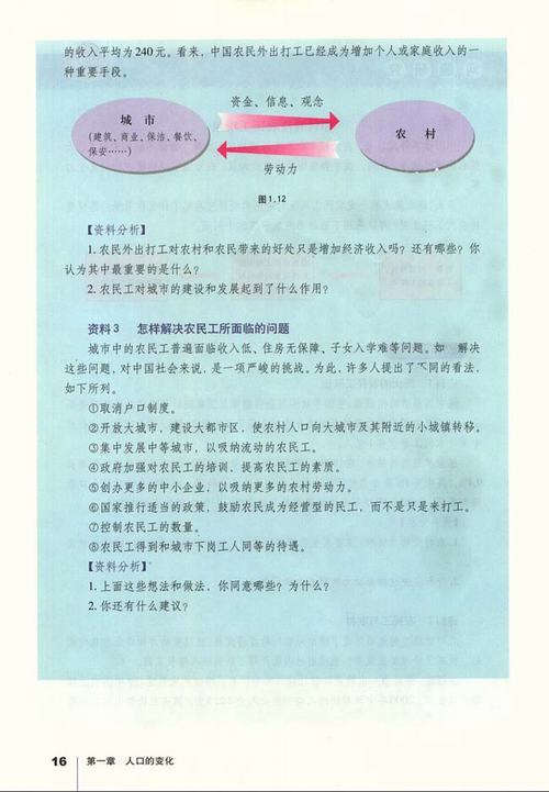 人教版地理必修2电子书 问题研究 如何看待农民工现象