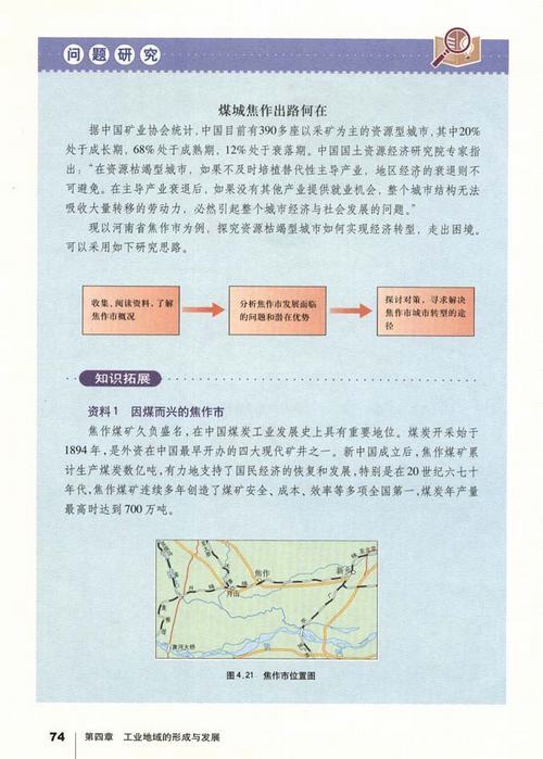 人教版地理必修2电子书 问题研究 煤城焦作出路何在