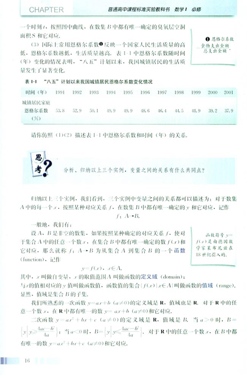 高一数学电子课本：高一数学必修1 第一章 1.2.1 函数的概念